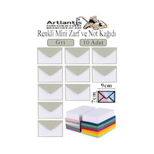 Renkli Mini Zarf 7x9 Cm Not Kağıtlı 10 Adet Küçük Renkli Zarf Mektup Oyun Zarfı Doğum Günü Dilekleri Zarfı Canlı Renkler Gri
