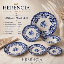 Herencia Vintage Mavi Seri Porselen Sofra Takımı Beyaz