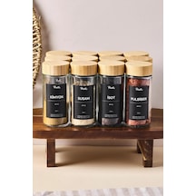 Raul Bamboo 12'li Ahşap Kapak Baharatlık Seti 120ml + 30 Etiket 16776 Diğer