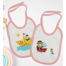 BK Kids Sevimli Kaptan Tasarımlı 2’li Pembe Mama Önlüğü-1 Pembe