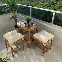 Dekorzade Balkon Bahçe Oturma Grubu Balkon Takımı Balkon Mobilyası Bahçe Mobilyası Balkon Seti Bistro Set Kahverengi