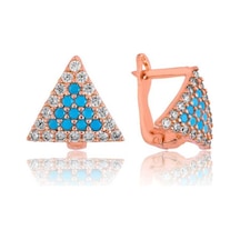 Gumush Gümüş Mavi Üçgen Küpe N11.44543