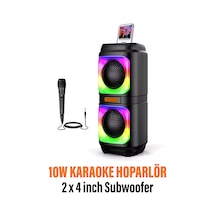 Diğer - Siyah - Bluetooth Hoparlör 10w Speaker Tws Kablolu Karaoke Mikrofon 2x4inç Rgb Işıklı 1500mah Batarya Bls-48