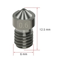 Moly 4 Adet Aibecy V6 Sert Çelik Nozzle, 0.6mm, 1.75mm Filament İçin, 220 C Isı Dayanımı