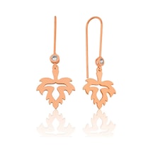 Gümüş Yaprak Sallantılı Küpe Rose