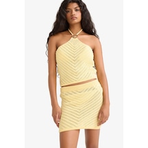Defacto Slim Fit Dar Kesim Halter Yaka Toka Detaylı Kroşe Atlet G1193ax25hsyl183 SARI