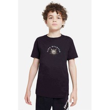 Lion Hearted Baskılı Unisex Çocuk Siyah T-Shirt