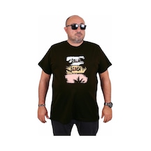Moc Grande Mocgrande Erkek Büyük Beden Sıfır Yaka Tişört Palm Beach 25188 Sıyah SIYAH