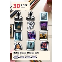 30 Adet Stranger Things Temalı Sticker Seti - Laptop Defter Telefon İçin Çok Renkli