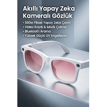 Beyaz Çerçeveli Kamera Mikrofonlu Akıllı Gözlük Bluetooth Ses Kontrolü Çok Renkli
