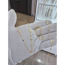 925 Ayar Papatya Silver Kalemli Yıldız Takım Set.nazar Gözlü Set.yıldızların Dansı.rose.gold.rodaj Gümüş
