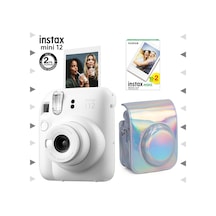 Fujifilm Instax Mini 12 Fotoğraf Makinesi + 20'li Film + Parlak Kılıf Seti Beyaz