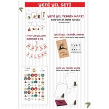 Yeni Yıl Yılbaşı Tebrik Kartı Etiket Banner Seti