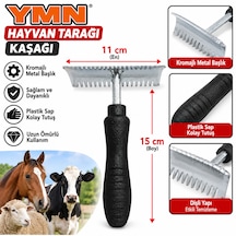 Hayvan Tarağı Kaşağı Tımar Aleti Plastik Saplı Kromajlı Boy :15 Cm En : 11 Cm 1 Adet