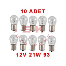 Skauto 10'Lu 12V 93 P21W Tek Duy Park Stop Sinyal Ampul BA15S