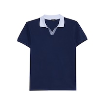 Erkek Slim Fit Dar Kesim %100 Pamuk Lacivert Polo Yaka Tişört-50253 Lacivert