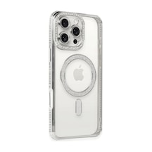 Apple iPhone Uyumlu 16 Pro Kılıf Joke Simli Magneticsafe Kılıf - Gümüş Bzsxx00 1