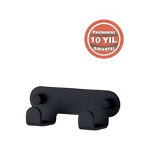 Çelik Banyo Paslanmaz Çelik Paris Mat Siyah 2'li Askılık Havluluk Banyo Askısı Siyah