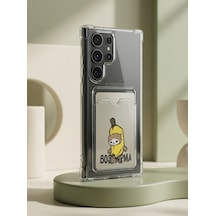 Samsung Galaxy S26 Ultra Boş Yapma Muz Detaylı Kart Bölmeli Şeffaf Telefon Kılıfı Mh-hs9947-9665