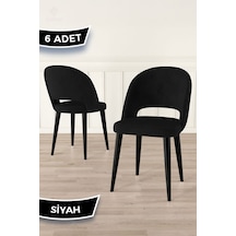 Canisa Pane Serisi 6 Adet 1. Sınıf Babyface Kumaş Siyah Metal Ayak Siyah Mutfak Sandalyesi Siyah Sandalye Siyah Ayak
