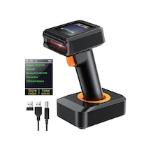 Hw0006 2d Wireless Barcode Scanner With Display Screen Bluetooth, 2.4g & Usb 3-in-1 Kablosuz El Tipi Barkod Okuyucu