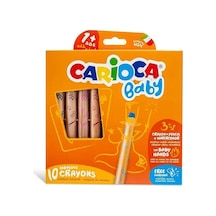 Çocuk Carioca Baby "3 In 1" Jumbo Ahşap Gövdeli Boya Kalemi 10'lu Çok Renkli