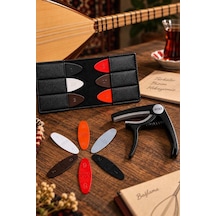 Lct-90bk-m Kaliteli Gitar Capo 6 Renk Mızrap + Deri Mızrap Cüzdanı Seti