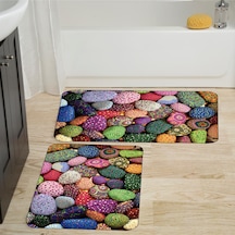 Rovigo Home Baskılı Kaymaz Taban 2 Li Banyo Paspas Takım Rvg5016-100X60-60X50 Çok Renkli