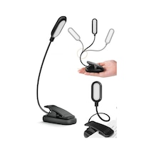 Led Klipsli Mini Kitap Okuma Lambası Mandallı Pille Çalışan Işık Masa Lambası Kitap Okuma Işığı Dik Siyah