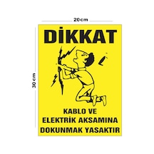 Metal Dikkat Kablo Ve Elektrik Aksamına Dokunmak 20cm X 30cm A4 Büyüklüğünde Uyarı Levhası Yönlendir