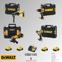 Dewalt DCH133NT + DCD805NT + DCG407NT + DCF887NT 4 Adet 5 Amper Akü + Şarj Aleti Set
