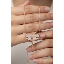 Çekirdekjewelry 925 Ayar Gümüş Mikail Melek Kolye Pembe