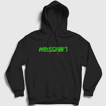 Presmono Unisex Logo Minecraft Kapüşonlu Sweatshirt Siyah