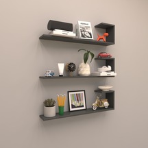 Rafkestir 3 Lü Minas Duvar Rafı Antrasit ( Mat )