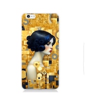 Apple Uyumlu iPhone 6 Plus Altın Desnlerle Kadın Desenli Silikon Kılıf