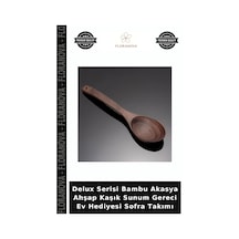 Delux Serisi Bambu Akasya Ahşap Kaşık Sunum Gereci Ev Hediyesi Sofra Takımı Çok Renkli