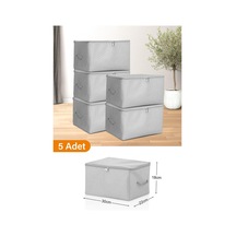 5 Adet - Mini Boy Baskı Detaylı Gri Benekli Hurç 30 X 22 X 18 Cm Çok Renkli