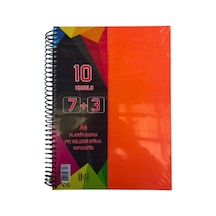 A4 Boy 7+3 Ayraçlı Defter Dersane Defteri 7 Kareli 3 Çizgili 250 Yaprak 10 Bölümlü Udep - Turuncu