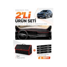 E-biz Kia Sportage 2025-sonrası Uyumlu Torpido Örtüsü + Deri Bagaj Çantası - Siyah-kırmızı - Kı026