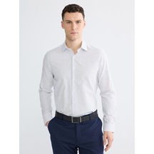 Lcw Busıness Beyaz Slim Fit Çizgili Poplin Erkek Gömlek