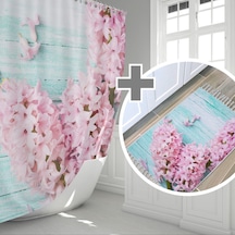 Zethome Lilac Banyo Paspas Ve Tek Kanat Duş Perdesi 1x180x200 Set Çok Renkli