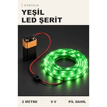 Onerous 2 M 9v Yeşil Led Şerit, Pilli, Pil Dahil, Anahtarlı