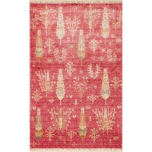 Hoom Rugs Nepal Zr 08 Bambu Viskon Kırmızı Sonbahar Uşak Desenli Halı Kırmızı