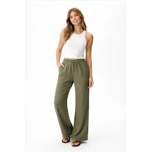 Fashion Friends Geniş Paça Kadın Keten Pantolon 26y0608k1 Haki