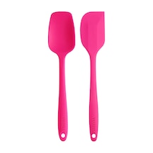 2li Fuşya Silikon Kaşık Spatula Yanmaz Yapışmaz Çizmez 27cm