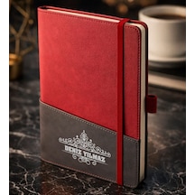 Bk Gift Kişiye Özel Kırmızı Termo Deri Defter -14, Kartvizit Bölmeli, Çizgili Ivory Kağıt Kobitmeyencom36031 Bk Gift