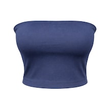 Mixray 2082 Kadın Straplez Basic Crop Top Bluz Lacivert