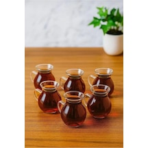 6'lı Keyfi Ala Borosilikat Cam Kulplu Çay Bardağı 220ml Bardak