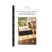 Delux Serisi Ekipman Aksesuar Araç Kablosuz Q Klavye Mouse Seti Tmk07 Siyah