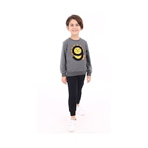 Toontoy Kids Toontoy Erkek Çocuk Eşofman Takım 9 Aslan Nakışlı Antrasit Melanj